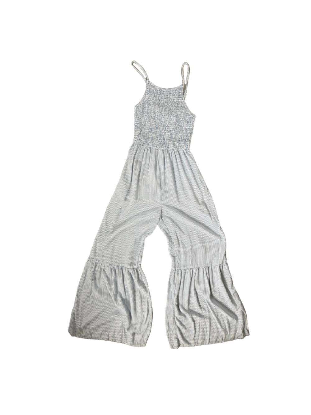 Japna Blue White Striped Smocked Wide Leg Jumpsuit Small - Picture 2 of 8